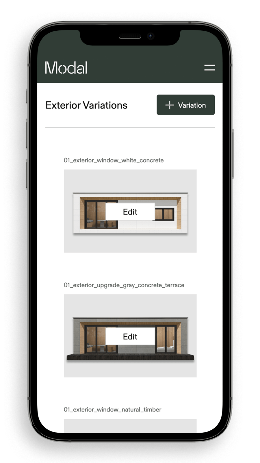Ipone mockup for modal living's builder tool