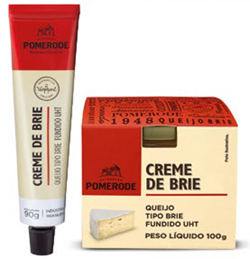 Um tubo de creme de brie ao lado de uma caixa de creme de brie