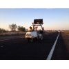 Line marking machine at sunset