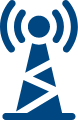 A blue traffic cone with an antenna on top of it.