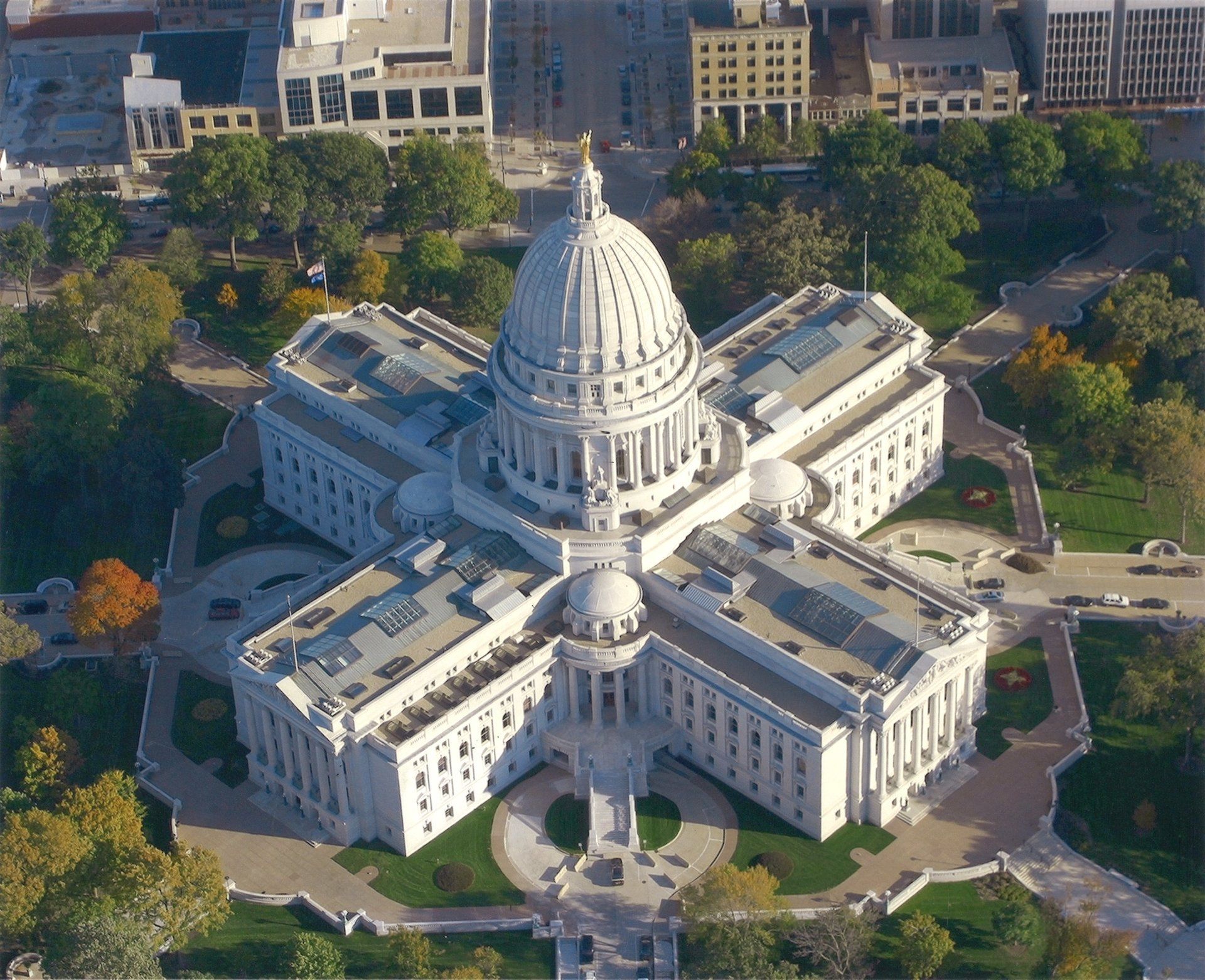 An aerial view of the capitol building in washington d.c.