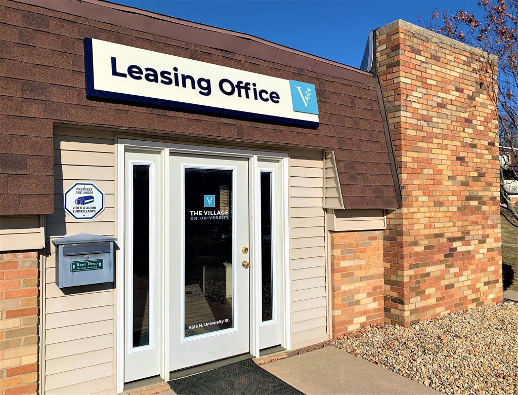 The Village on University Leasing Office Entrance