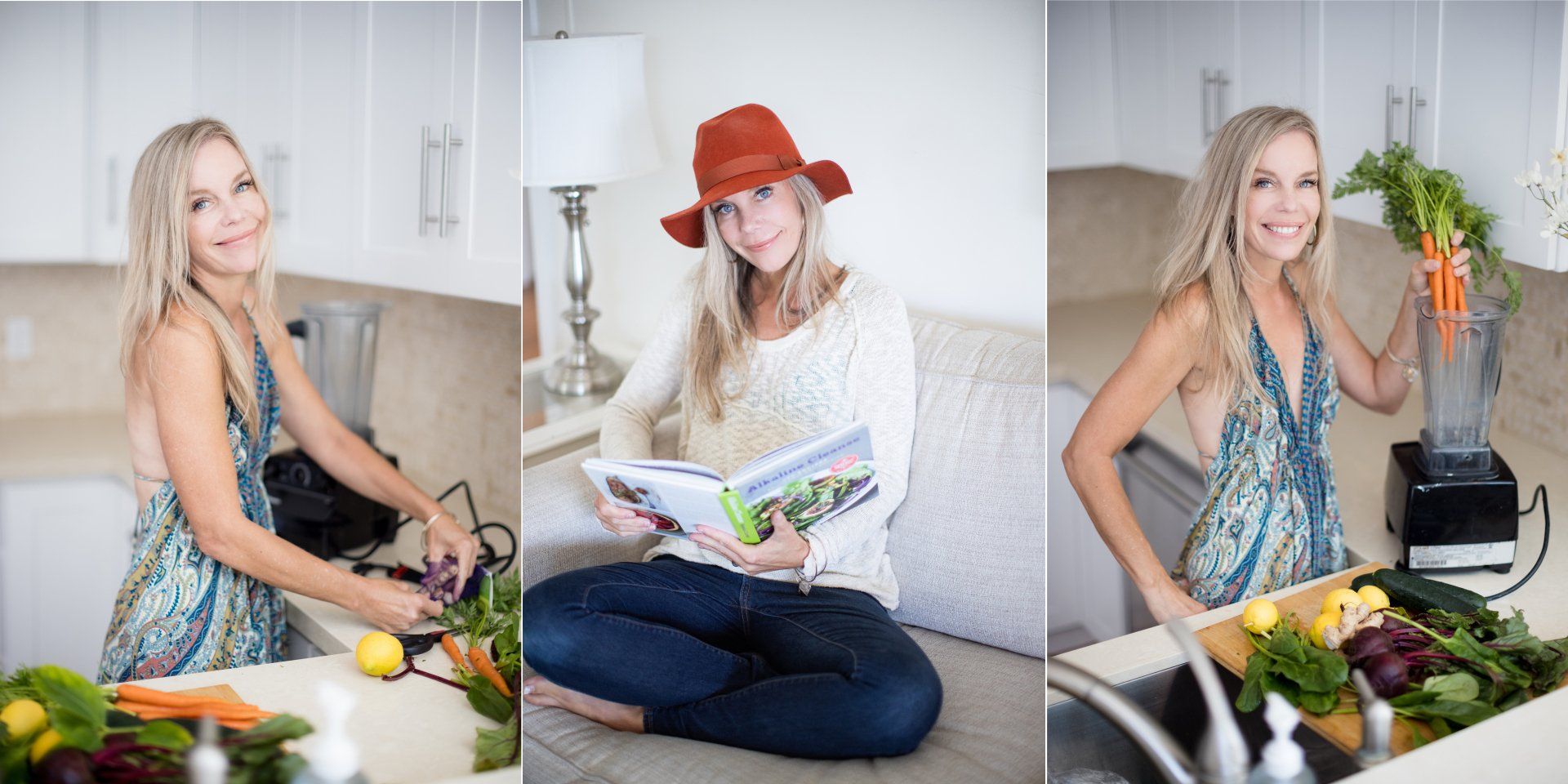 Health and wellness coach branding photos in her kitchen