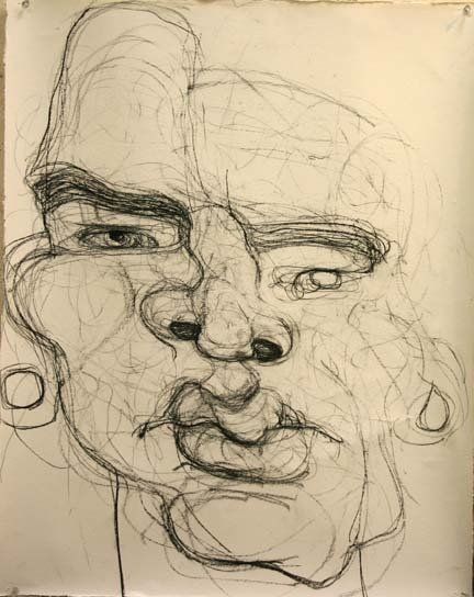 Chris 5-21, 2010, 30 in by 22 in, charcoal