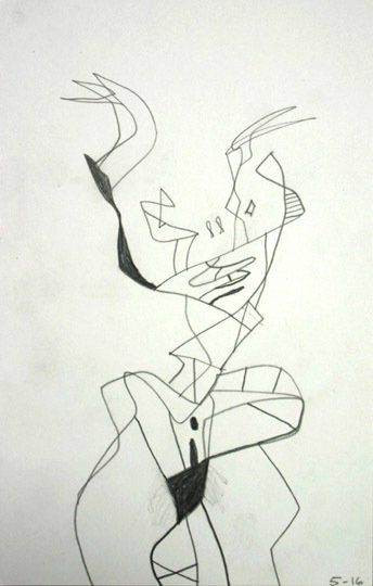 A black and white drawing with the number 5 on it