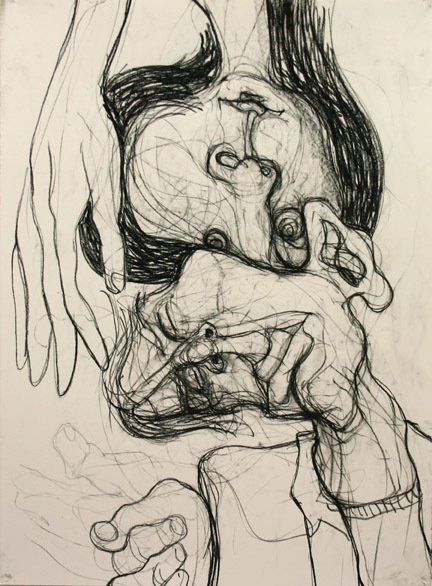 Faith and Robert 7-14, 2010, 30 in by 22 in, charcoal