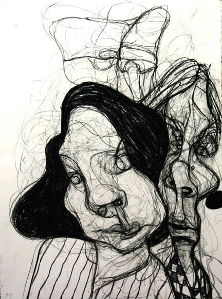 Faith and Robert 9-11 2010, 30 in by 22 in, charcoal