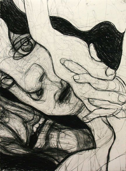 Faith and Robert 9-6, 2010, 30 in by 22 in, charcoal