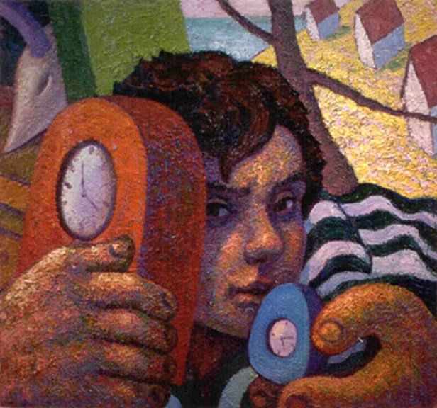 Little Man Between Two Times, 1999 Oil on canvas, 24