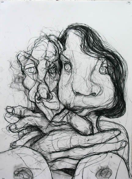 Robert and Faith 7-23, 2010, 30 in by 22 in, charcoal
