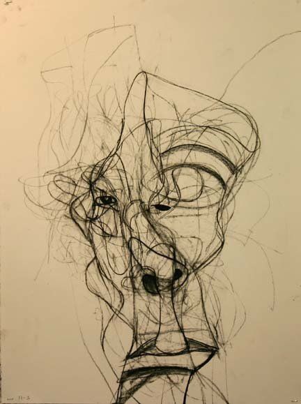 Self portrait 11-3, 2010, 30 in by 22 in, charcoal