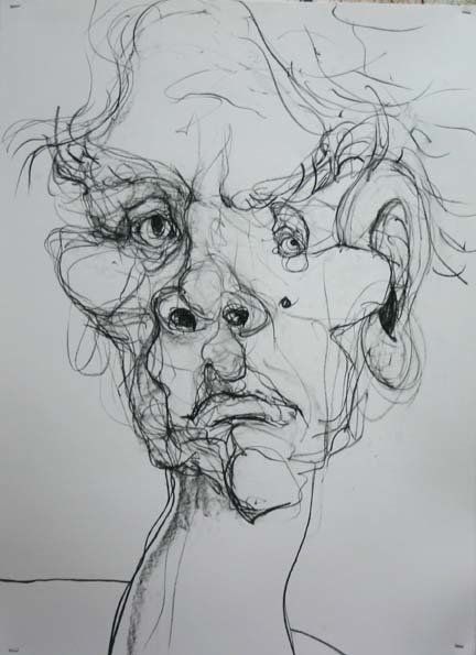 Self Portrait 5-21, 2010, 30 in by 22 in, charcoal