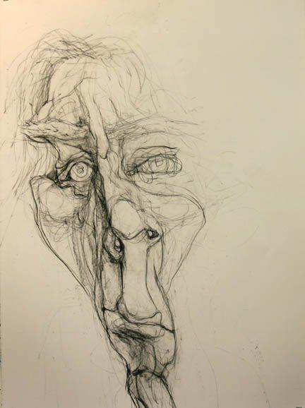 Self Portrait 6-29, 2010, 30 in by 22 in, charcoal
