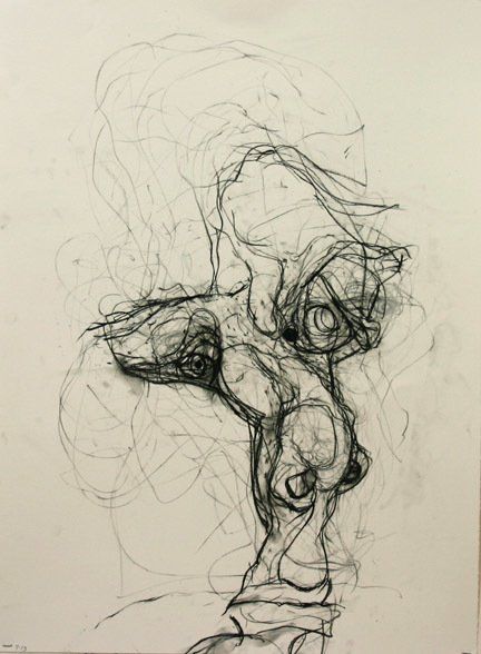 Self Portrait 7-13, 2010, 30 in by 22 in, charcoal