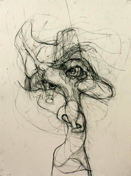 Self Portrait 7-17, 2010, 30 in by 22 in, charcoal