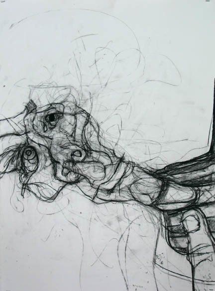 Self Portrait 7-20, 2010, 30 in by 22 in, charcoal