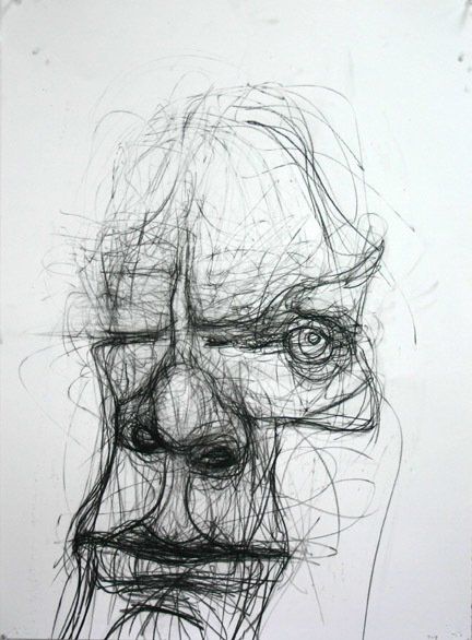 Self Portrait 7-3, 2010, 30 in by 22 in, charcoal