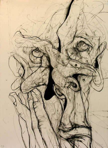 Self portrait 8-11, 2010, 30 in by 22 in, charcoal