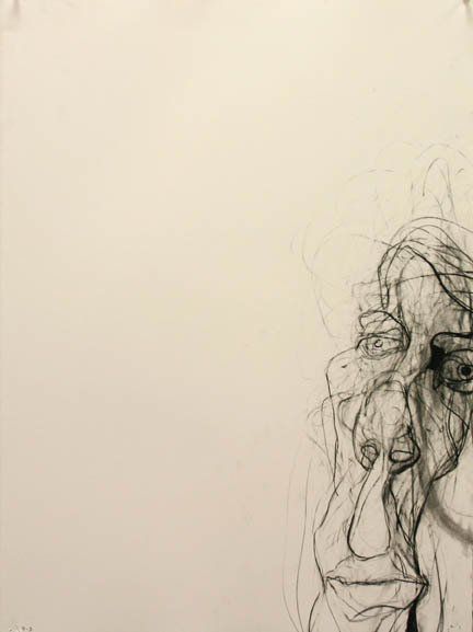 Self Portrait  8-3, 2010, 30 in by 22 in, charcoal
