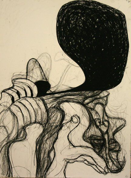 Self portrait 9-28, 2010, 30 in by 22 in, charcoal