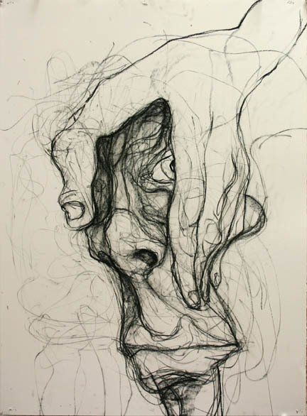 Self Portrait Hand 8-1, 2010, 30 in by 22 in, charcoal