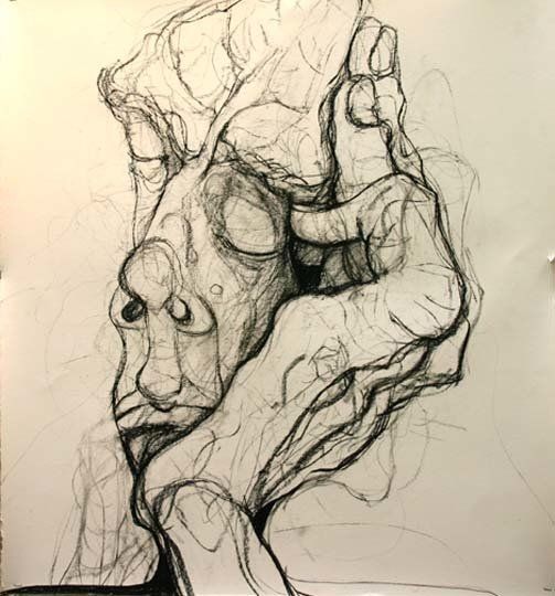 Self Portrait Sleeping, 2010,22 in by 22 in, charcoal