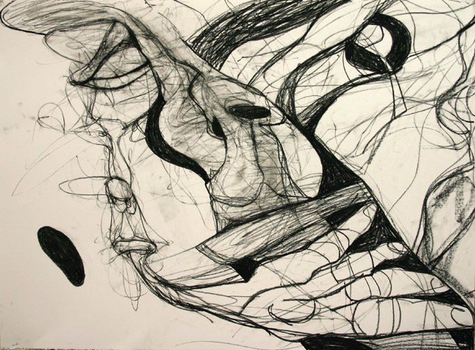 Three Generations 2, 2010, 22 in by30 in, charcoal