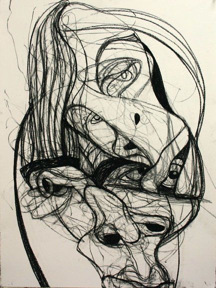 Young Couple 11-5, 2010, 30 in by 22 in, charcoal