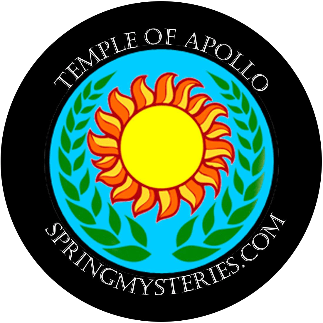 A logo for the temple of apollo springmysteries.com
