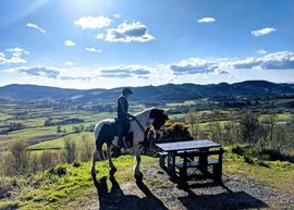 Riding holidays A group of youngsters on ponies during a riding holiday in south west Scotland's Boutique Bothies