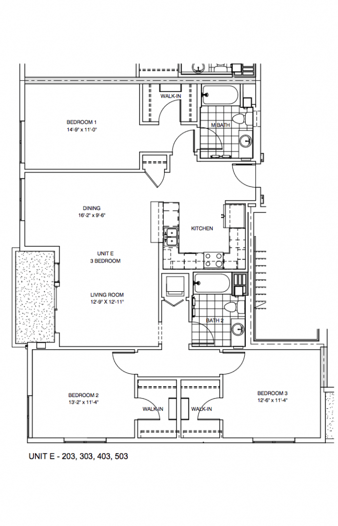 Unit E, 3 Bedroom