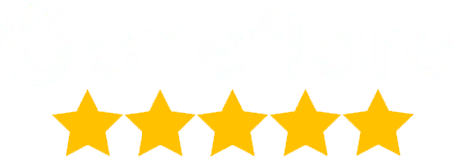 Five yellow stars in a horizontal row on a white background