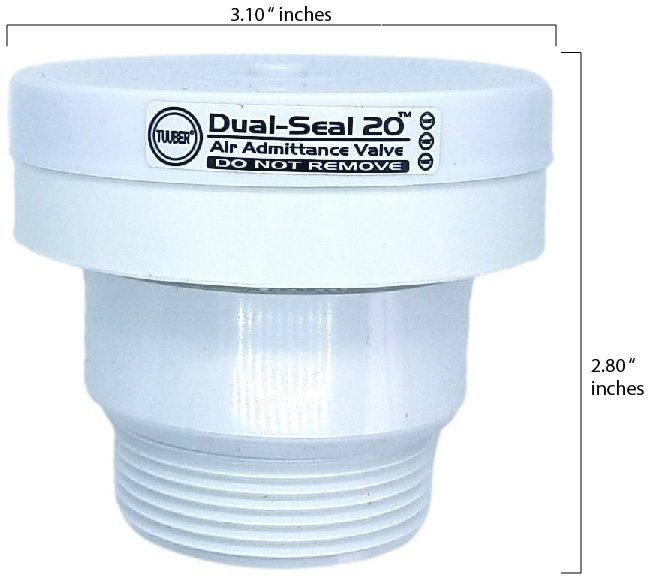 A white dual-seal 20 air admittance valve