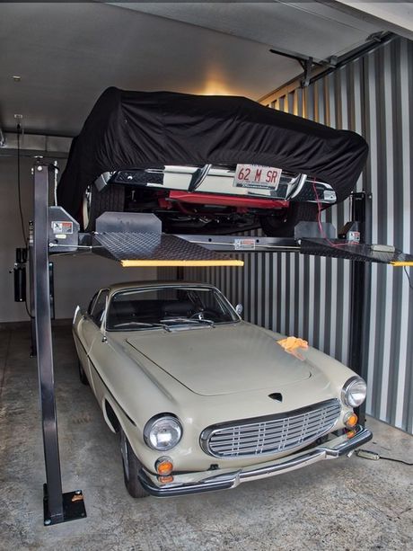 A car covered in storage