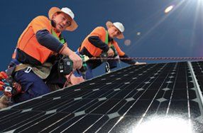 man in solar panel