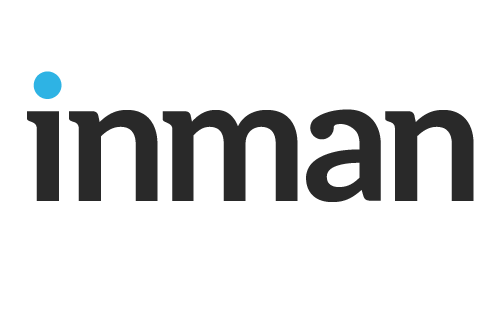 Inman logo in black lowercase letters with a blue dot above the “i”