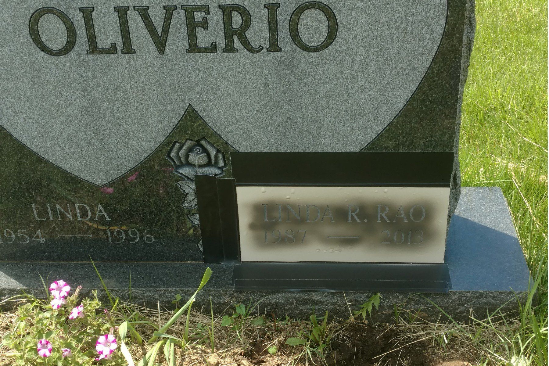 Rubber stencil applied to monument