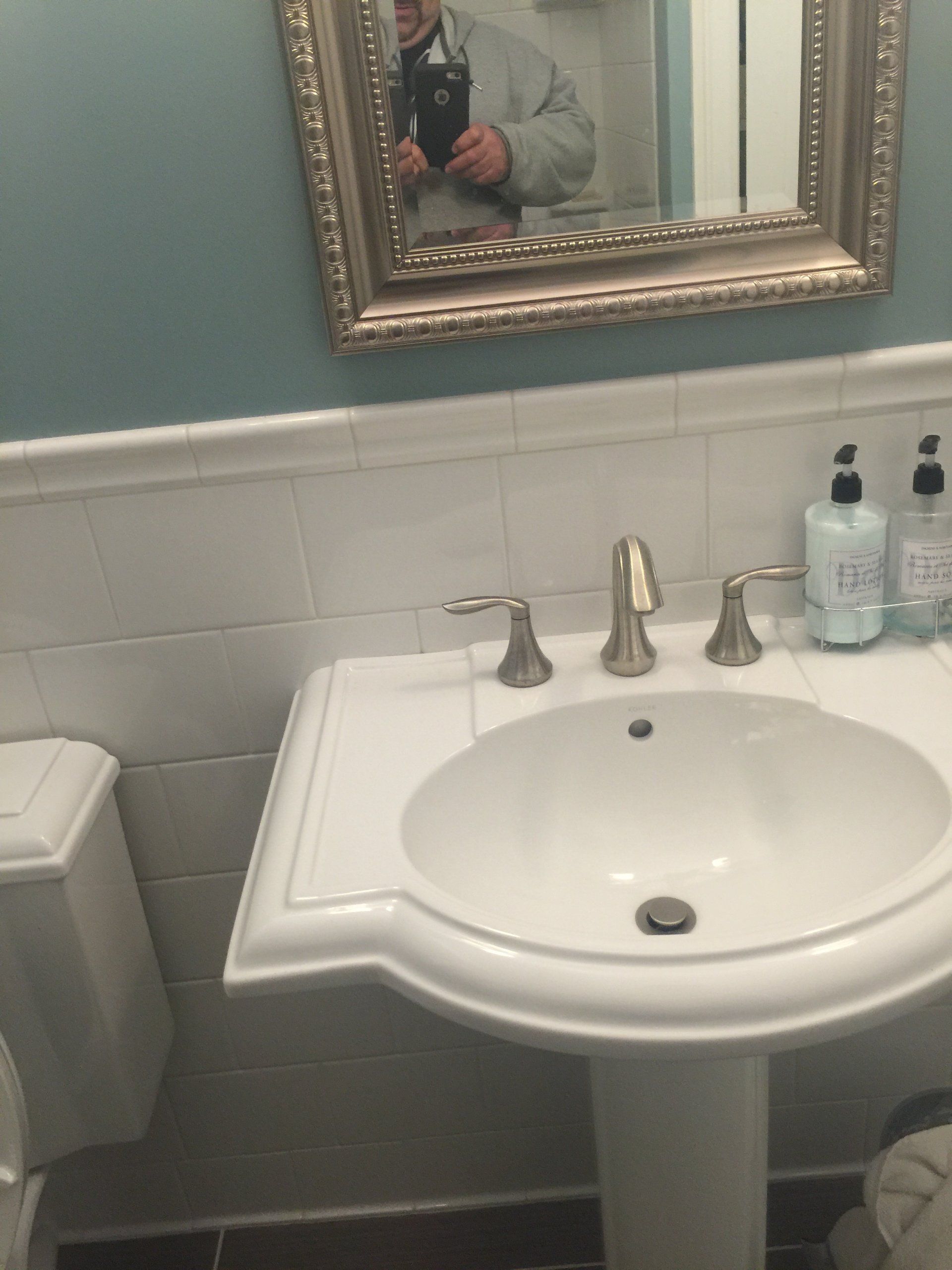 New bathroom sink and tilework done by Al’s Home Remodeling LLC in Norwalk, CT