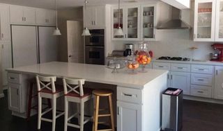 Nice Kitchen with White Cabinets — Los Angeles, CA — K & Z Hardwood Flooring Nice Kitchen with White Cabinets — Los Angeles, CA — K & Z Hardwood Flooring