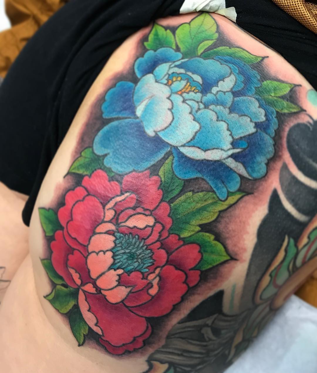 Peony Tattoo by Jess Alther at Black Gold Tattoo Co in Edmonton Alberta Canada