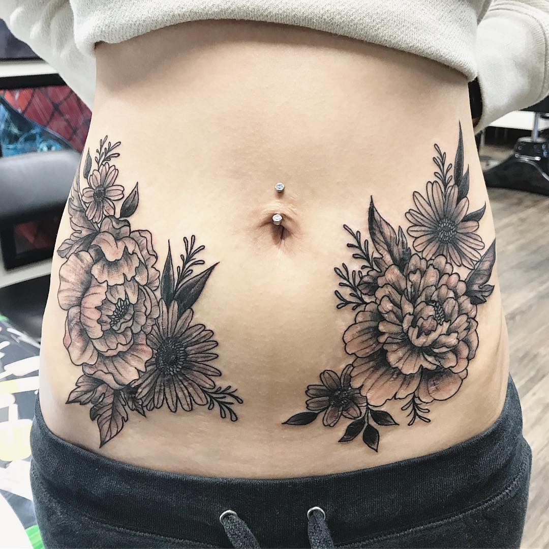 Floral Tattoo by Jess Alther at Black Gold Tattoo Co in Edmonton Alberta Canada