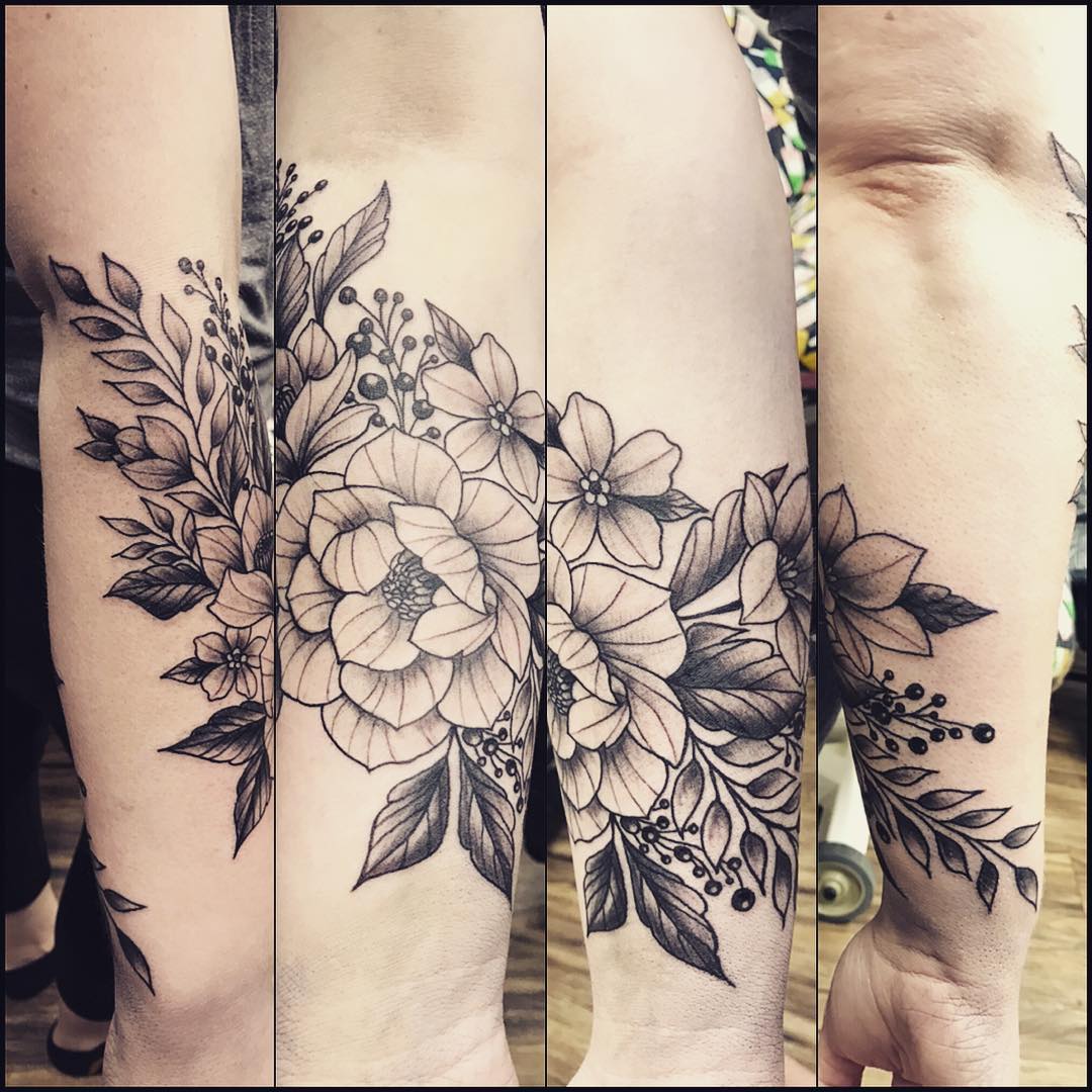 Floral Tattoo by Jess Alther at Black Gold Tattoo Co in Edmonton Alberta Canada