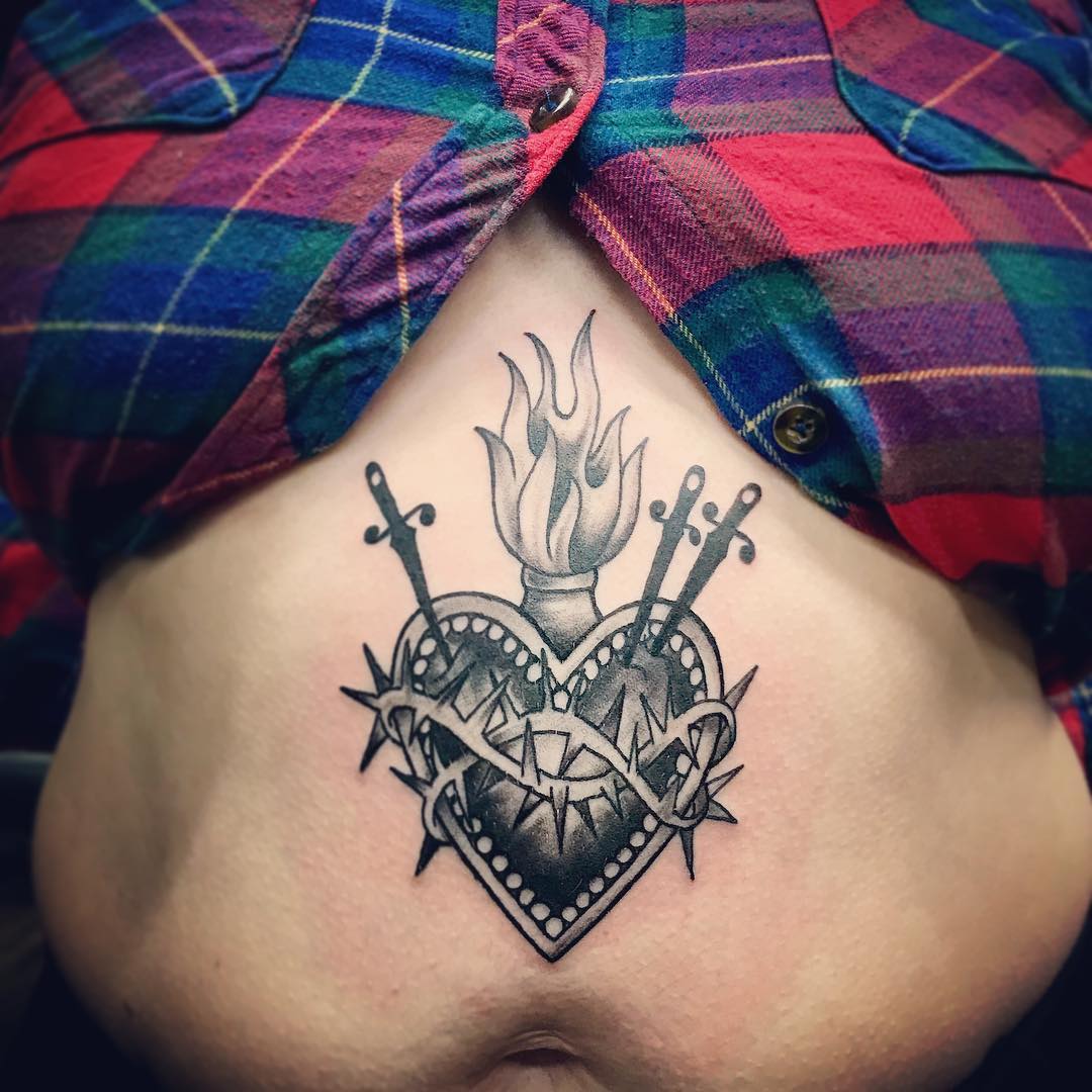 Sacred Heart Tattoo by Jess Alther at Black Gold Tattoo Co in Edmonton Alberta Canada