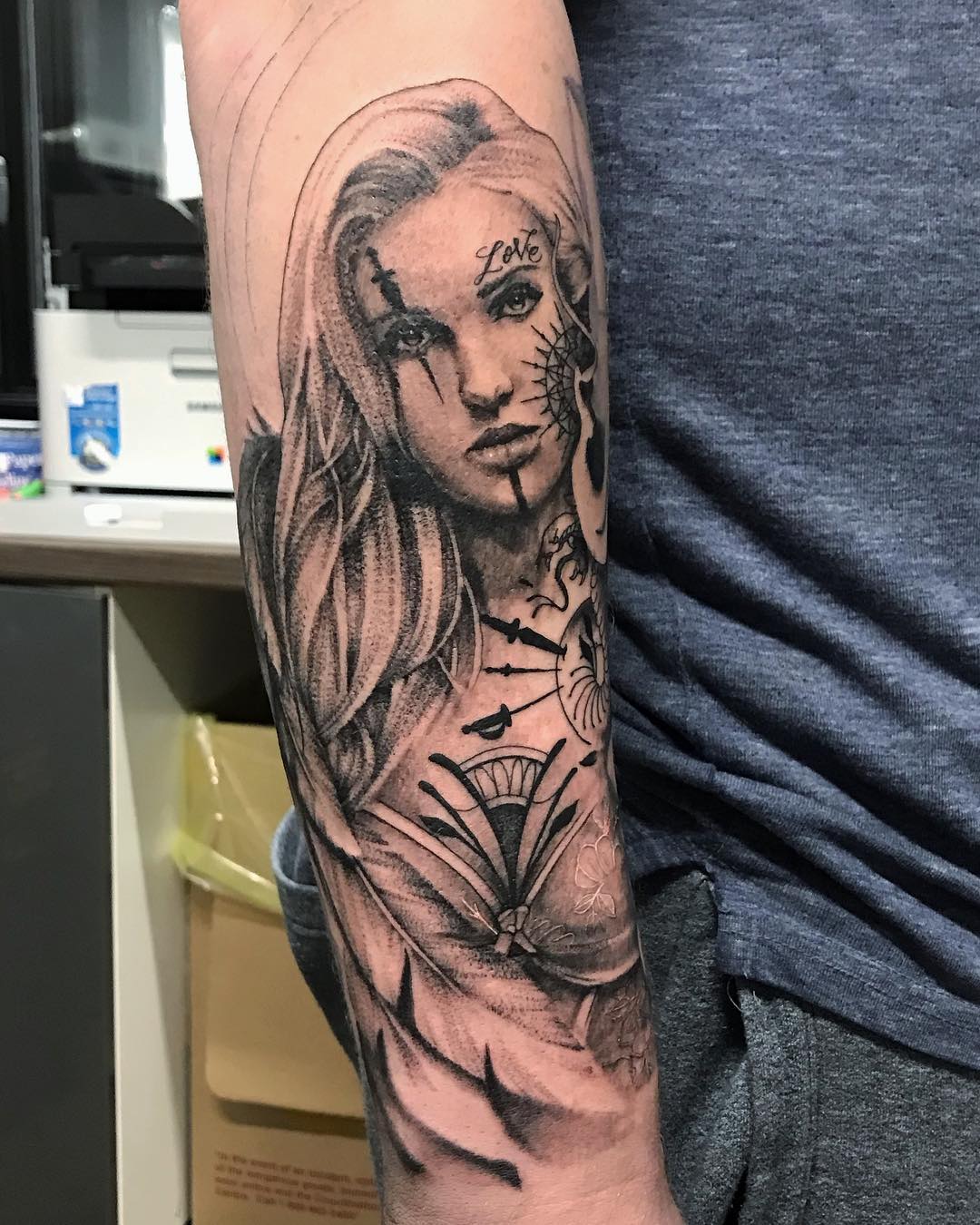 Angel Tattoo by Alan Coates at Black Gold Tattoo Co in Edmonton Alberta Canada
