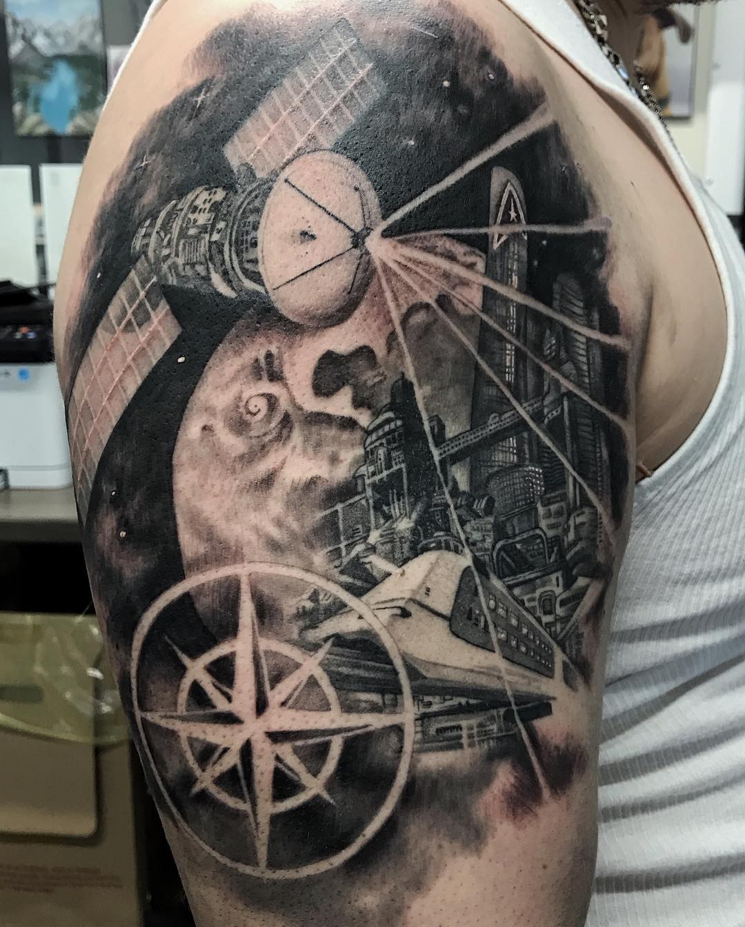 Space Inspired Tattoo by Alan Coated at Black Gold Tattoo Co in Edmonton Alberta Canada