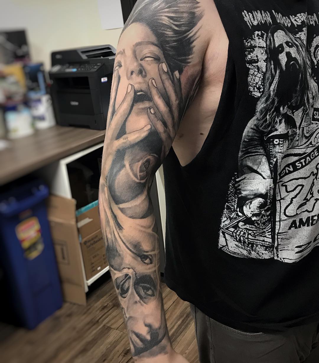 Girl Portraits Sleeve by Alan Coates at Black Gold Tattoo Co in Edmonton Alberta Canada
