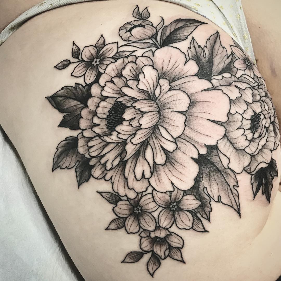 Floral Tattoo by Jess Alther at Black Gold Tattoo Co in Edmonton Alberta Canada