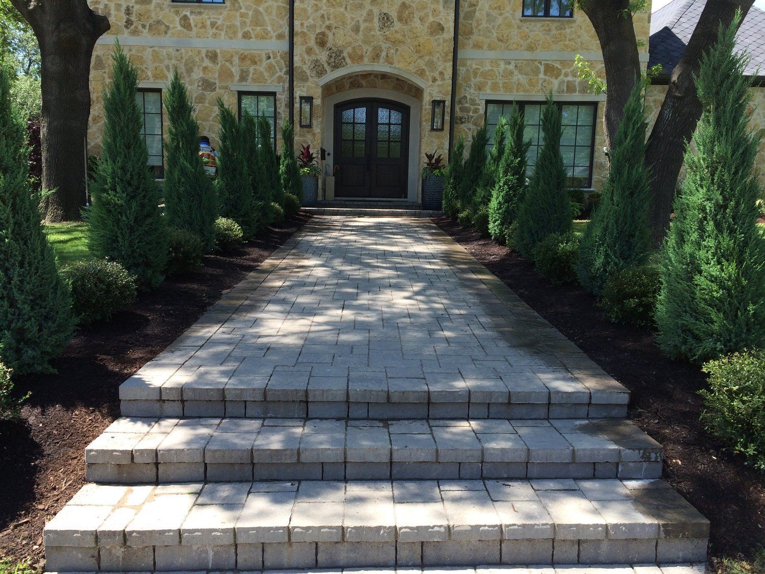 Decorative Concrete — Garden with Stone Path in Richardson, TX Decorative Concrete — Garden with Stone Path in Richardson, TX