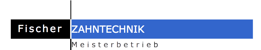 A blue and black logo for fischer zahntechnik