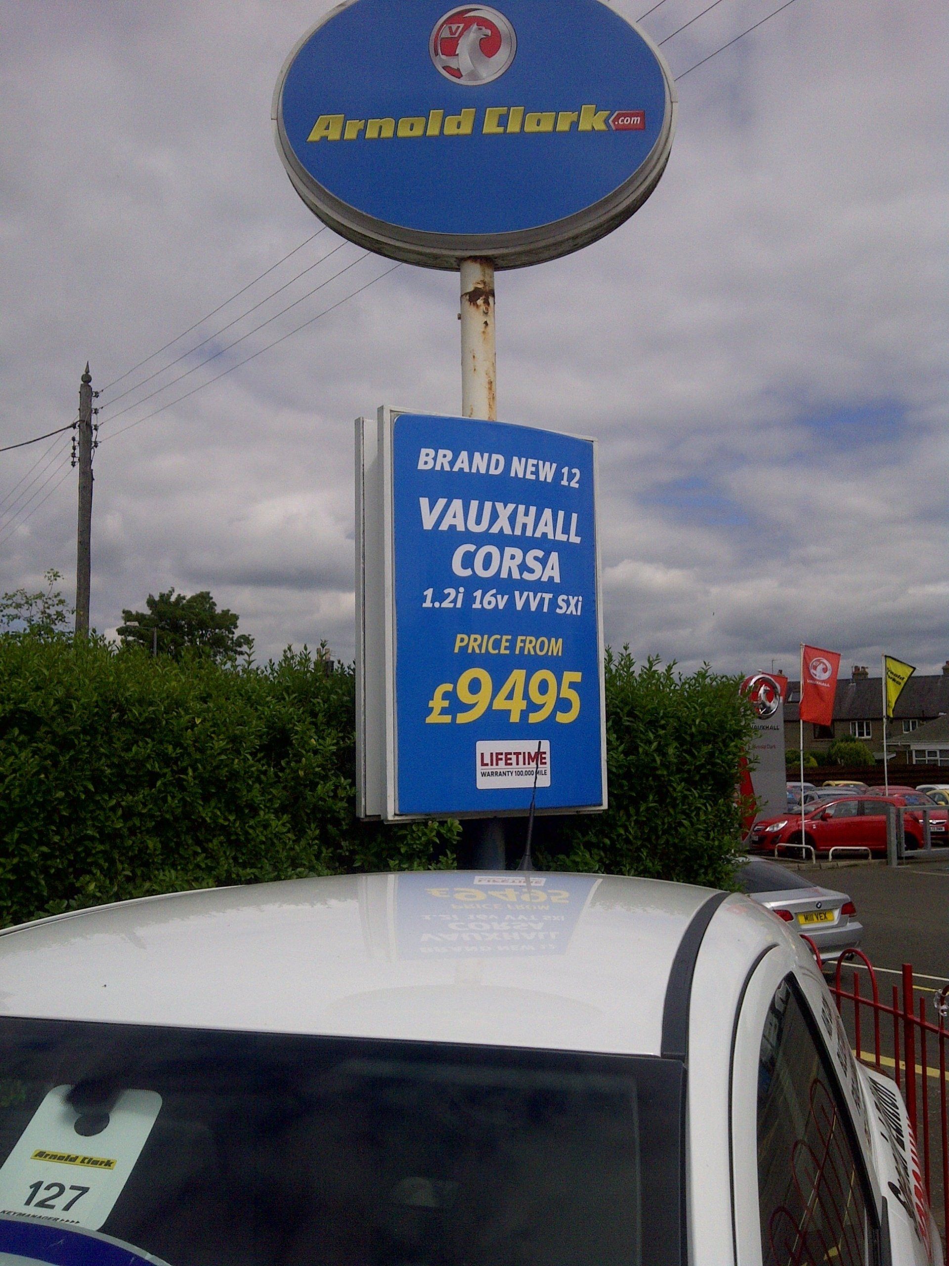 Outdoor sign at a car dealership